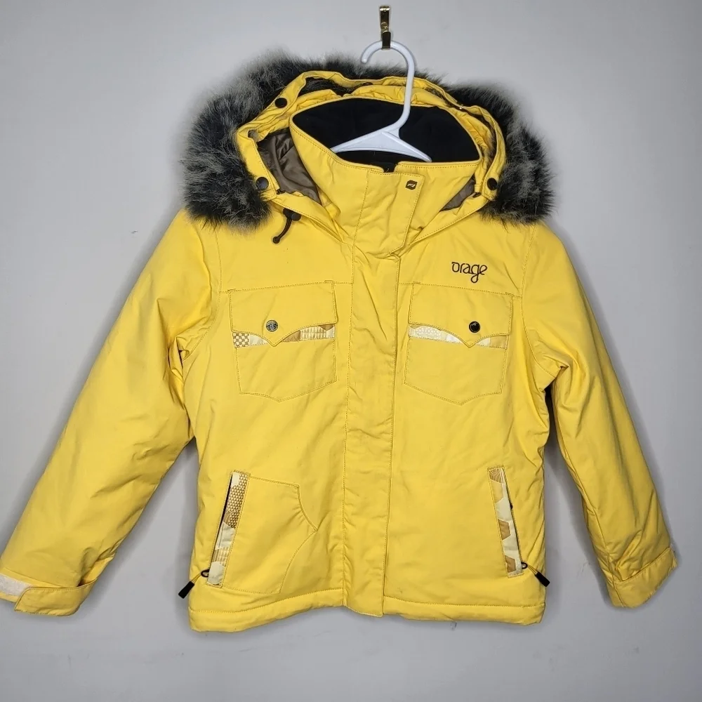 Orage Kids Yellow Prime 10 Ski Jacket Size 7 Extra Small Full Zip